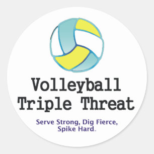 Sticker Rond Top Volleyball triple menace