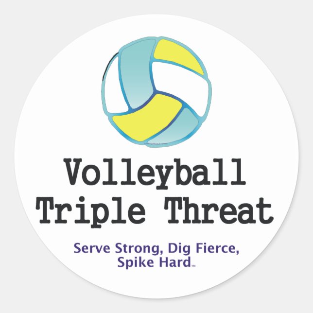 Sticker Rond Top Volleyball triple menace (Devant)