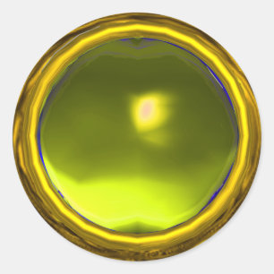 Sticker Rond TOPAZE MAGIQUE, jaune vif vibrant
