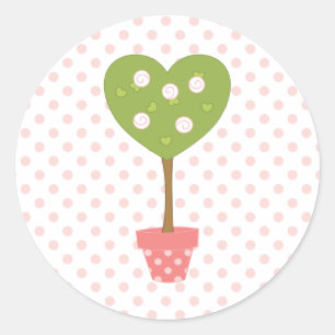 Sticker Rond Topiaire du coeur avec des roses blanches