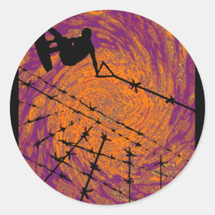 Sticker Rond Tornade folle de Wakeboard