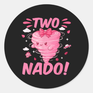 Sticker Rond Tornado 2 année fille Anniversaire Deux Nado 2ème 