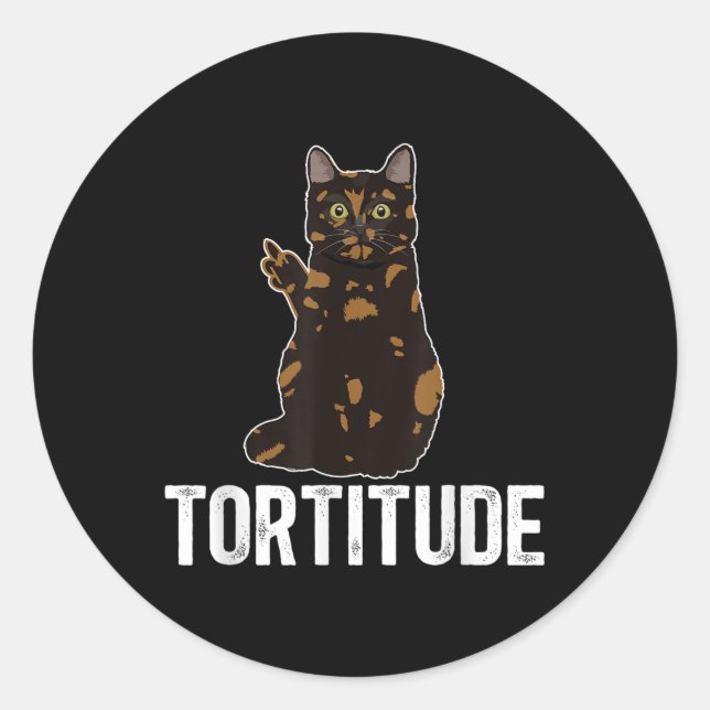 Sticker Rond Tortitude Tortoiseshell Chat propriétaire Tortie A (Devant)