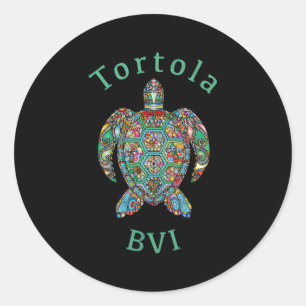 Sticker Rond Tortola Tortola Turtle Tribal