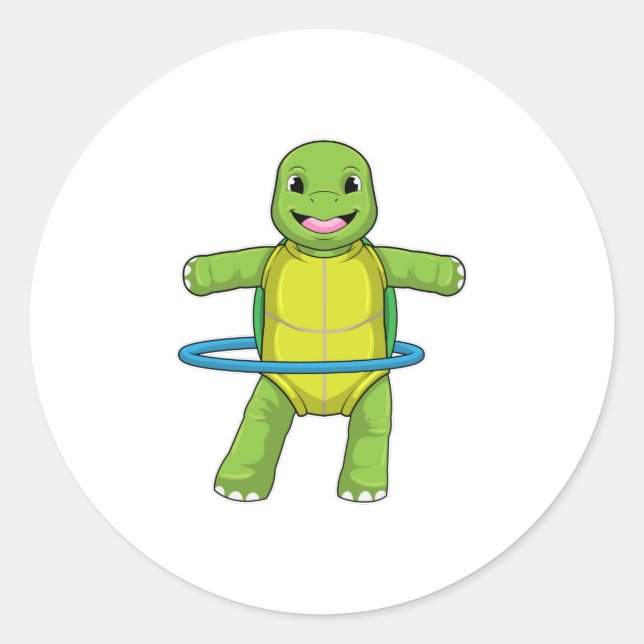 Sticker Rond Tortue à Fitness avec pneus Fitness (Devant)
