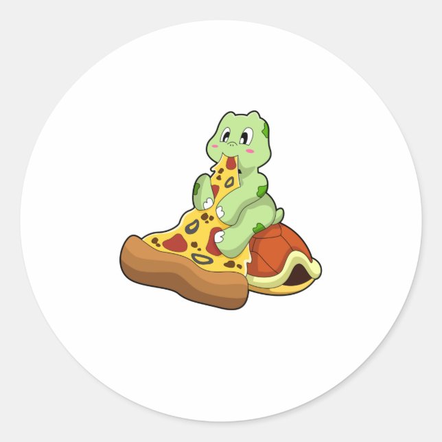 Sticker Rond Tortue à la pizza (Devant)