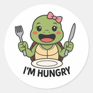 Sticker Rond Tortue affamée