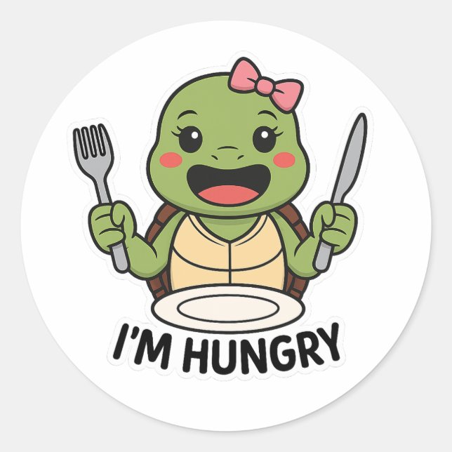 Sticker Rond Tortue affamée (Devant)