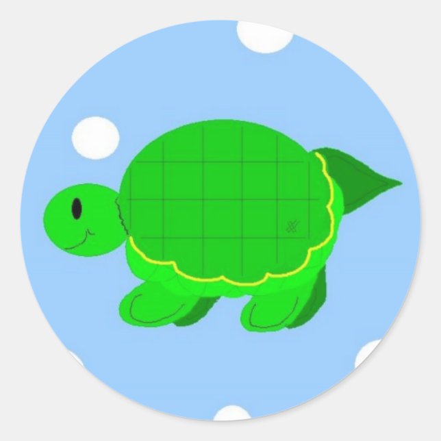 Sticker Rond Tortue amusante (Devant)