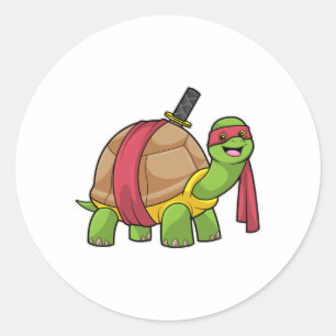 Sticker Rond Tortue aux arts martiaux avec épée