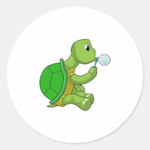 Sticker Rond Tortue avec bulles de savon