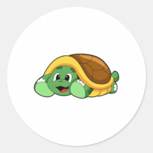 Sticker Rond Tortue avec coquille comme couverture