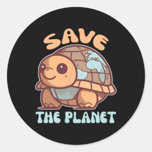 Sticker Rond Tortue Avec Protection De l'environnement De La Te
