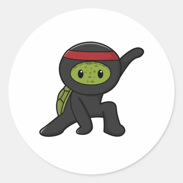 Sticker Rond Tortue avec Shell comme Ninja (Devant)
