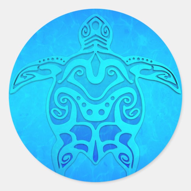 Sticker Rond Tortue bleue (Devant)