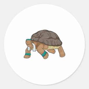 Sticker Rond Tortue comme coureur avec serviette