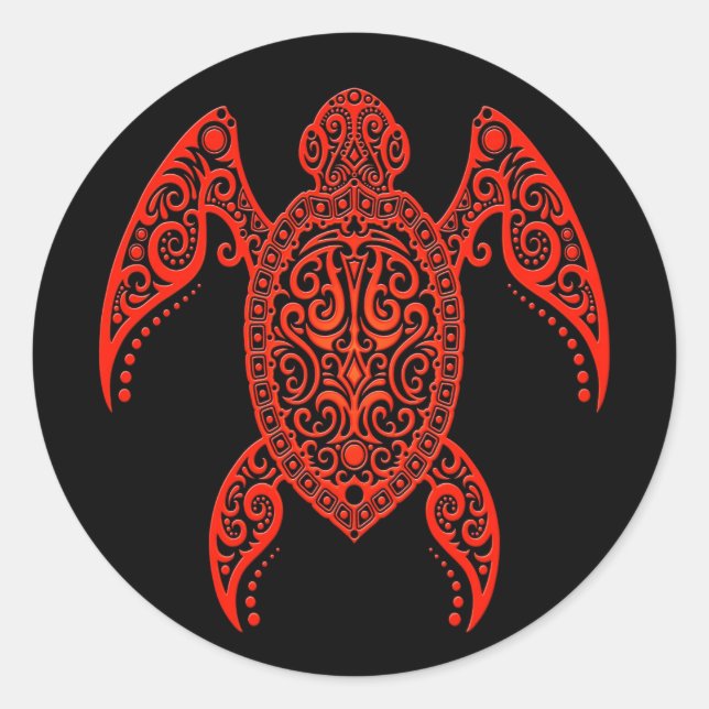 Sticker Rond Tortue complexe de la Mer Rouge noire et (Devant)