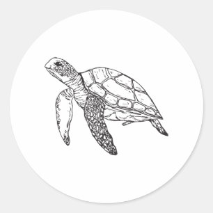 Sticker Rond tortue de mer