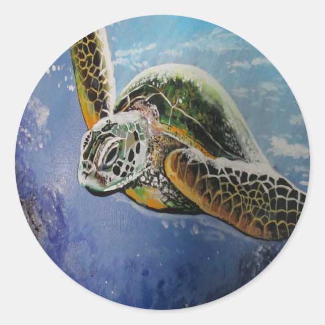 Sticker Rond Tortue de mer (Devant)