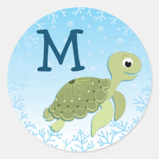 Sticker Rond Tortue de mer