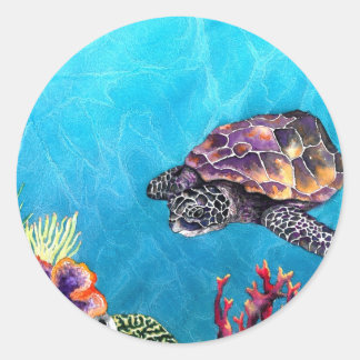 Sticker Rond Tortue de mer