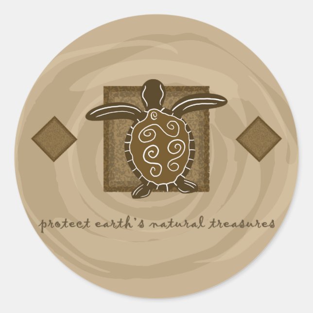 Sticker Rond Tortue de mer (Devant)