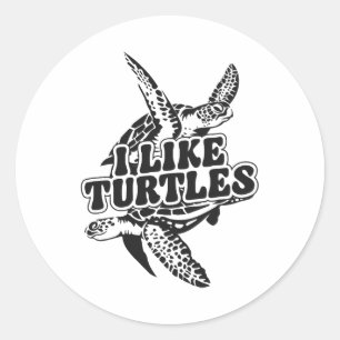 Sticker Rond Tortue de mer J'aime les tortues