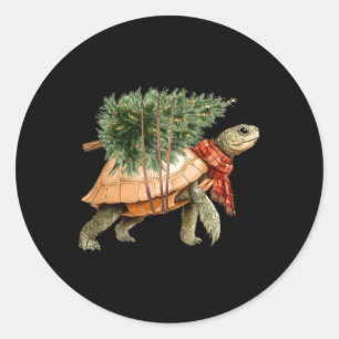 Sticker Rond Tortue de mer Noël Arbre Tortue Plage Lover Océan