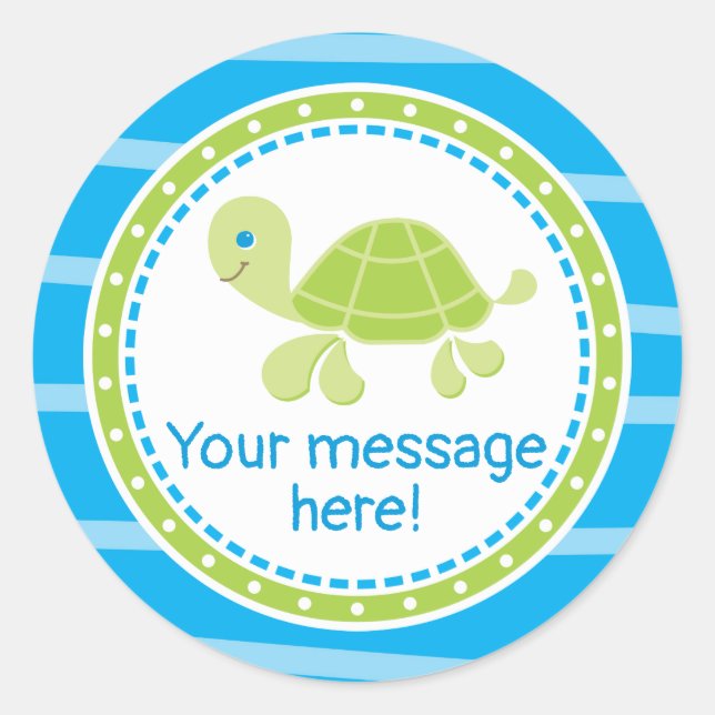 Sticker Rond Tortue de mer sous la mer Anniversaire (Devant)