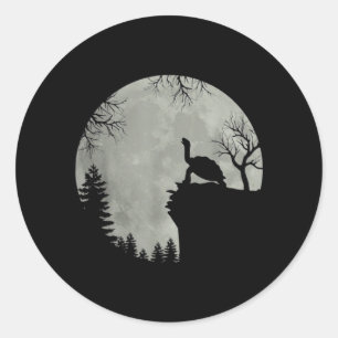 Sticker Rond Tortue de mer verte Tortue de mer Howling Est Moon
