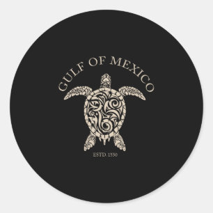 Sticker Rond Tortue de mer vintage golfe du Mexique env 1550 An