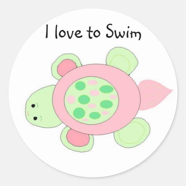 Sticker Rond Tortue de natation (Devant)