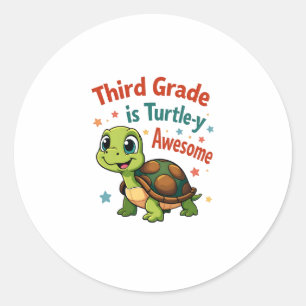 Sticker Rond Tortue de troisième année Awesome 3e année Retour