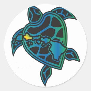 Sticker Rond Tortue des îles Hawaii