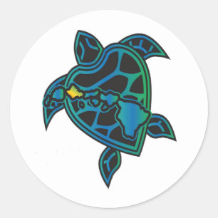 Sticker Rond Tortue des îles Hawaii