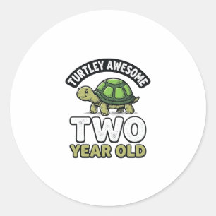 Sticker Rond Tortue Deux Ans Anniversaire Vintage Gravure Shi