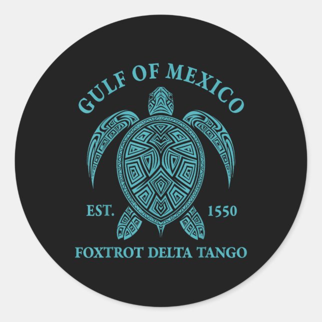 Sticker Rond Tortue Du Golfe Du Mexique Delta Tango Est 1550 (Devant)
