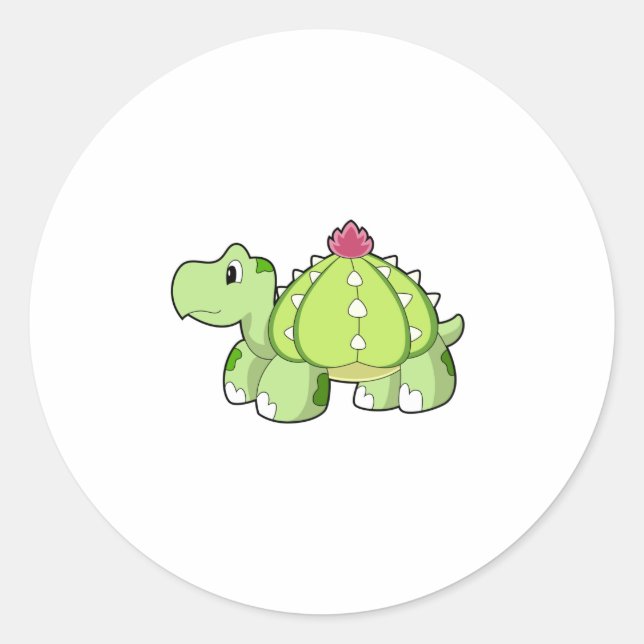 Sticker Rond Tortue en cactus (Devant)