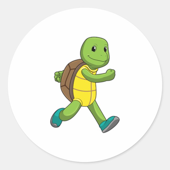 Sticker Rond Tortue en course (Devant)