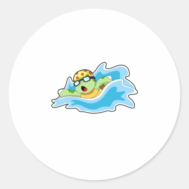 Sticker Rond Tortue en nage dans l'eau (Devant)