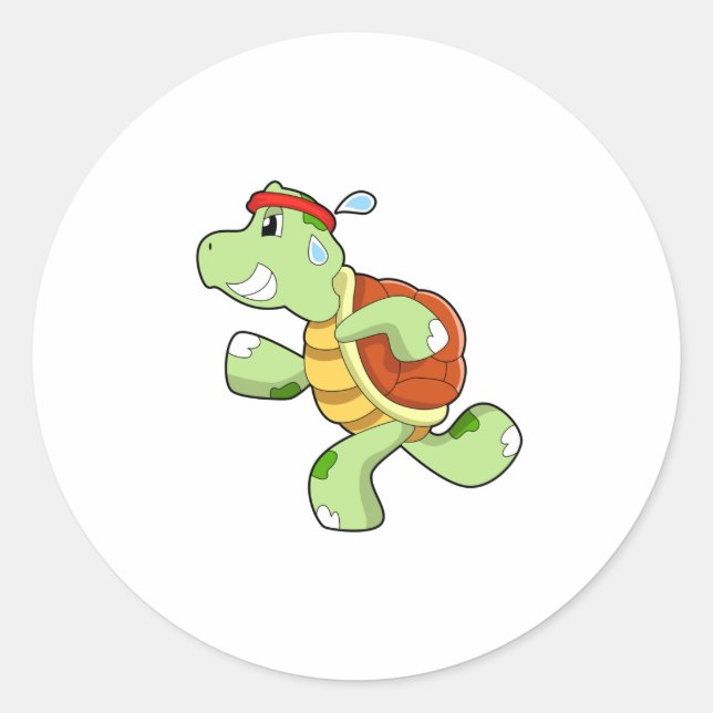 Sticker Rond Tortue en tant que coureur (Devant)