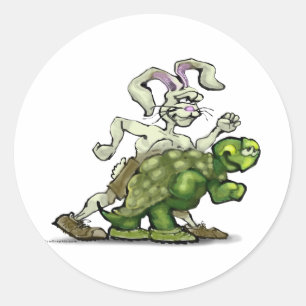 Sticker Rond Tortue et les lièvres