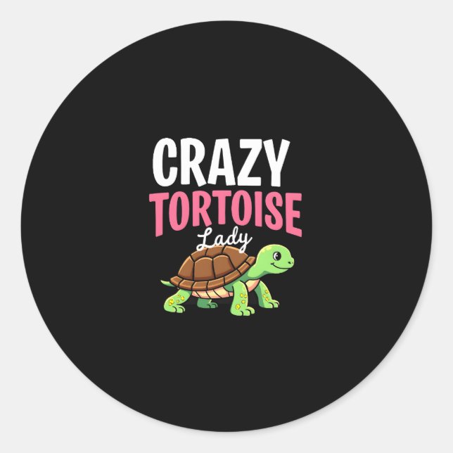 Sticker Rond Tortue folle Lady Tortoises Maman Femme Tortue (1) (Devant)