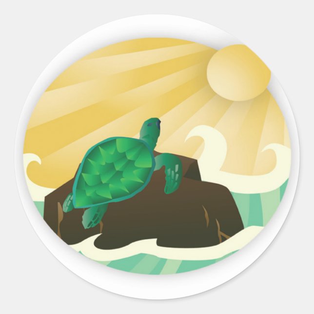 Sticker Rond Tortue Hawaii (Devant)