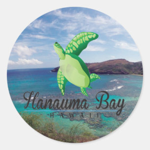 Sticker Rond Tortue Hawaii de la baie de Hanauma