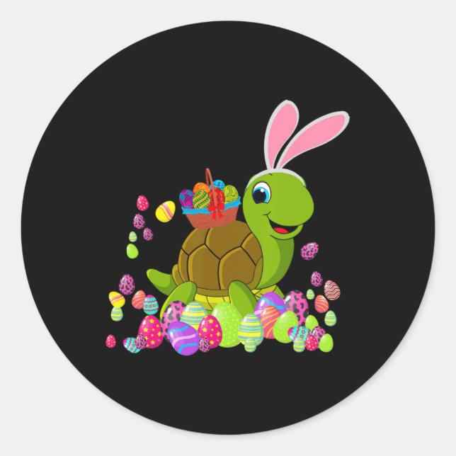 Sticker Rond Tortue lapine de l'aile de Pâques tenant la Veille (Devant)