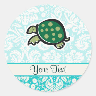 Sticker Rond Tortue ; Mignon