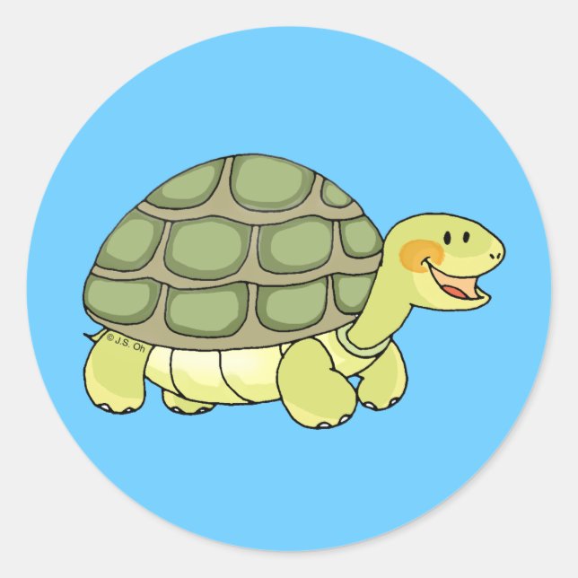 Sticker Rond Tortue mignonne (Devant)
