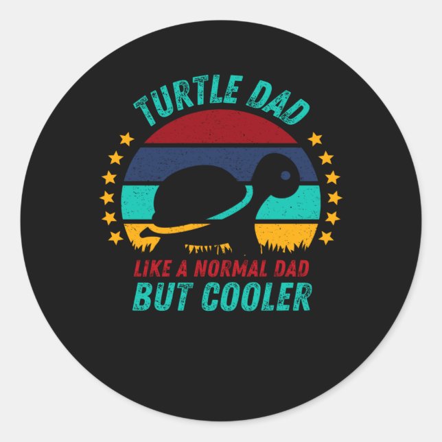 Sticker Rond Tortue papa - Cool Tortue père Cadeau (Devant)