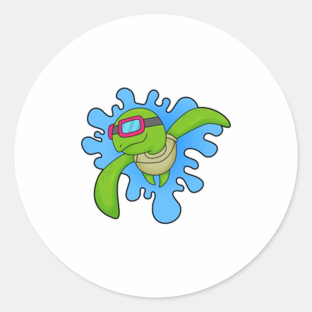 Sticker Rond Tortue Piscine lunettes de natation (Devant)